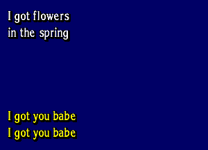 I got flowers
in the swing

I got you babe
I got you babe