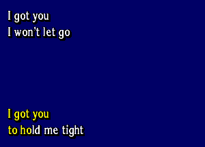 I got you
I won't let go

I got you
to hold me tight