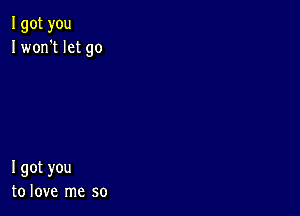 I got you
I won't let go

I got you
to love me so