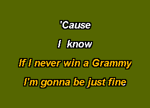 'Cause

I know

If I never win a Grammy

I'm gonna be just fine