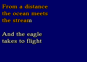 From a distance
the ocean meets
the stream

And the eagle
takes to flight