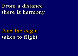 From a distance
there is harmony

And the eagle
takes to flight