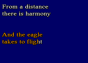 From a distance
there is harmony

And the eagle
takes to flight