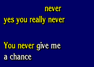 never
yes you really never

You never give me
a chance