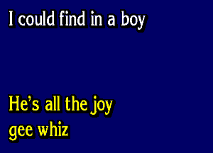 I could find in a boy

Hefs all the joy
gee whiz