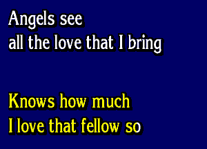 Angels see
all the love that I bring

Knows how much
I love that fellow so