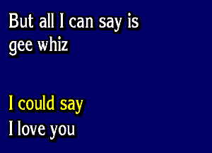 But all I can say is
gee whiz

I could say
I love you