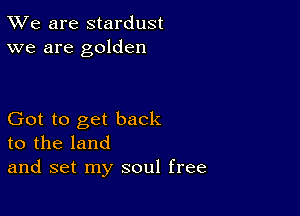 TWe are stardust
we are golden

Got to get back
to the land
and set my soul free