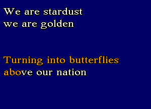 TWe are stardust
we are golden

Turning into butterflies
above our nation