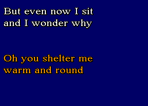 But even now I sit
and I wonder Why

Oh you shelter me
warm and round