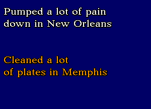 Pumped a lot of pain
down in New Orleans

Cleaned a lot
of plates in Memphis