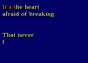 It's the heart
afraid of breaking

That never
1