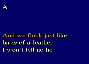 And we flock just like
birds of a feather
I won't tell no lie