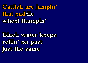 Catfish are jumpin
that paddle
wheel thumpin

Black water keeps
rollin' on past
just the same