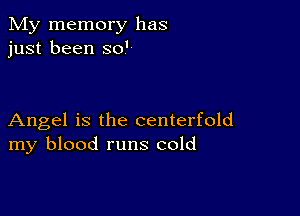 My memory has
just been 30'

Angel is the centerfold
my blood runs cold