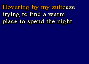 Hovering by my suitcase
trying to find a warm
place to spend the night