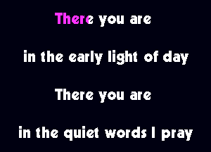 There you are
in the early light of day

There you are

in the quiet words I pray