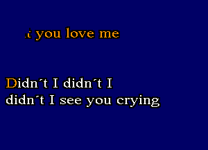 .i you love me

Didn't I diant I
didn't I see you crying