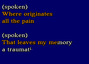 (spoken)
XVhere originates
all the pain

(spoken)
That leaves my memory
a traumati