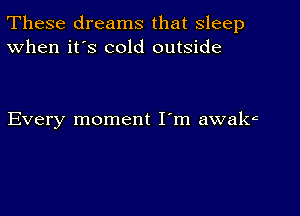 These dreams that sleep
When it's cold outside

Every moment I'm awakc