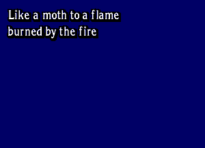 Like a moth toa flame
burned by the fire