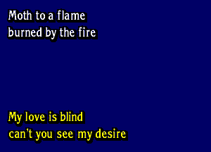 Moth to a flame
burned by the me

My love is blind
can't you see my desire