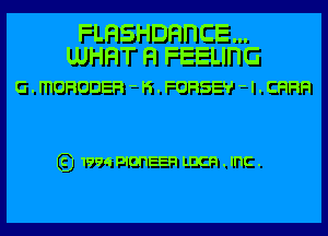 FLHSHDHDCE...
UJHHT H FEELInG

G . mOFIODEFI - H . FOHSE'I' - I . CHFIFI

(Q 1994 PlonEEFI ann . Inc .