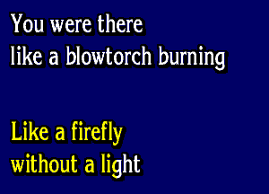 You were there
like a blowtorch burning

Like a firefly
without a light