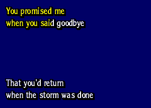 You promised me
when you said goodbye

That you'd return
when the storm was done