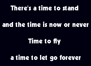 There's a time to stand
and the time is now or never

Time to fly

a time to let go forever