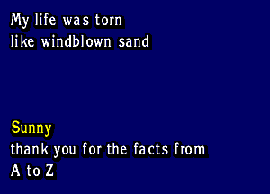 MylHe wastorn
er windblown sand

Sunny

thank you forthe factsfronm
A U)Z