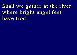 Shall we gather at the river
Where bright angel feet
have trod