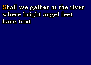 Shall we gather at the river
Where bright angel feet
have trod