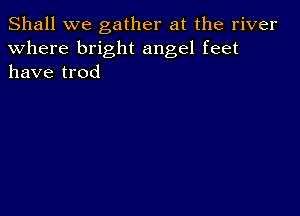 Shall we gather at the river
Where bright angel feet
have trod