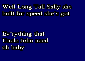 XVell Long Tall Sally she
built for speed she's got

Evathing that
Uncle John need
oh baby