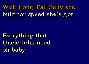 XVell Long Tall Sally she
built for speed she's got

Evathing that
Uncle John need
oh baby