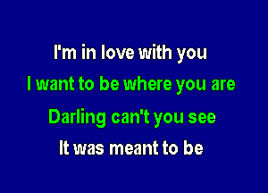 I'm in love with you
I want to be where you are

Darling can't you see

It was meant to be