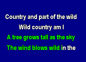 Country and part of the wild

Wild country am I

A tree grows tall as the sky
The wind blows wild in the