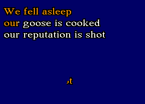 We fell asleep

our goose is cooked
our reputation is shot