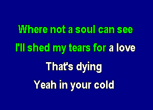 Where not a soul can see
I'll shed my tears for a love

That's dying

Yeah in your cold