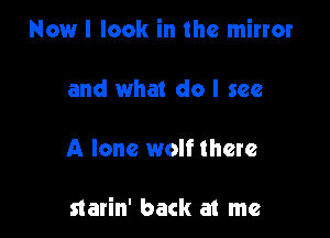 Now I look in the mirror

and what dol see

A lone wolf there

slarin' back at me