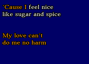 'Cause I feel nice
like sugar and spice

My love can t
do me no harm