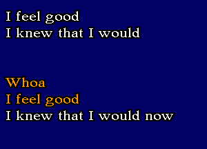 I feel good
I knew that I would

XVhoa
I feel good
I knew that I would now