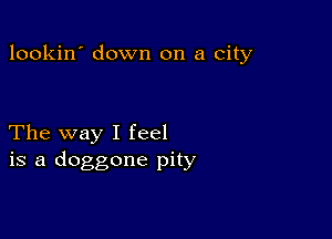 lookin' down on a city

The way I feel
is a doggone pity