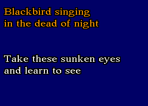 Blackbird singing
in the dead of night

Take these sunken eyes
and learn to see