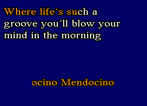 XVhere life's such a
groove you11 blow your
mind in the morning

ocino Mendocino