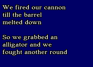 We fired our cannon
till the barrel
melted down

So we grabbed an
alligator and we
fought another round