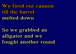 We fired our cannon
till the barrel
melted down

So we grabbed an
alligator and we
fought another round