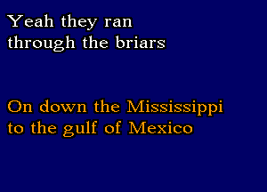 Yeah they ran
through the briars

On down the Mississippi
to the gulf of Mexico