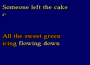 Someone left the cake
P

All the sweet green
icing flowing down